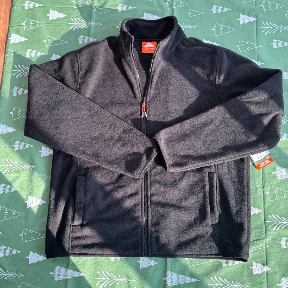 NWT Ozark Trail Men’s Full Zip Fleece Jacket Black Size Large L Polar Soft Warm - Picture 3 of 11